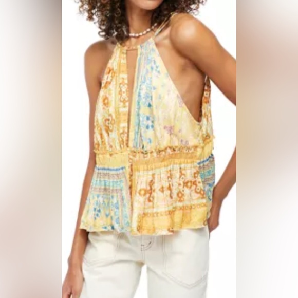 FREE PEOPLE BELLINI PATCHWORK TANK TOP! color Sunshine Combo 
size small - Picture 10 of 10